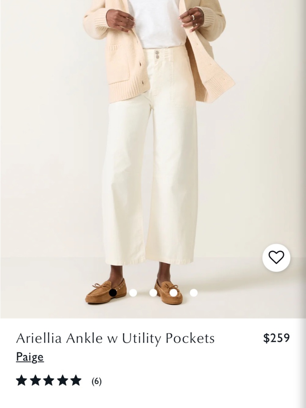 PAIGE Ariella Wide-Leg Ankle Jeans in Cream